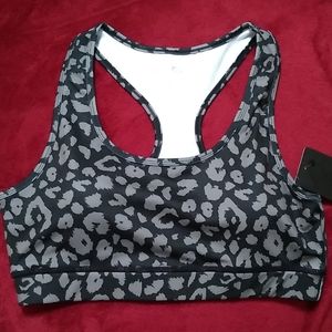 Black grey leopard sports bra
